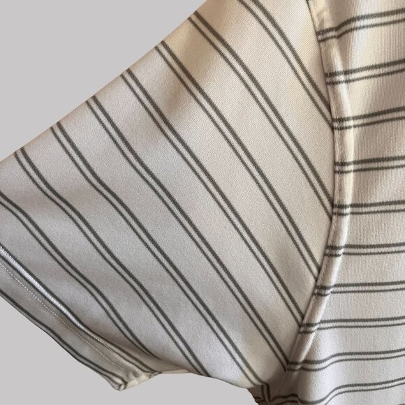 Rec Tech Performance Polo Shirt Mens Large White Striped Short Sleeve - Picture 6 of 8
